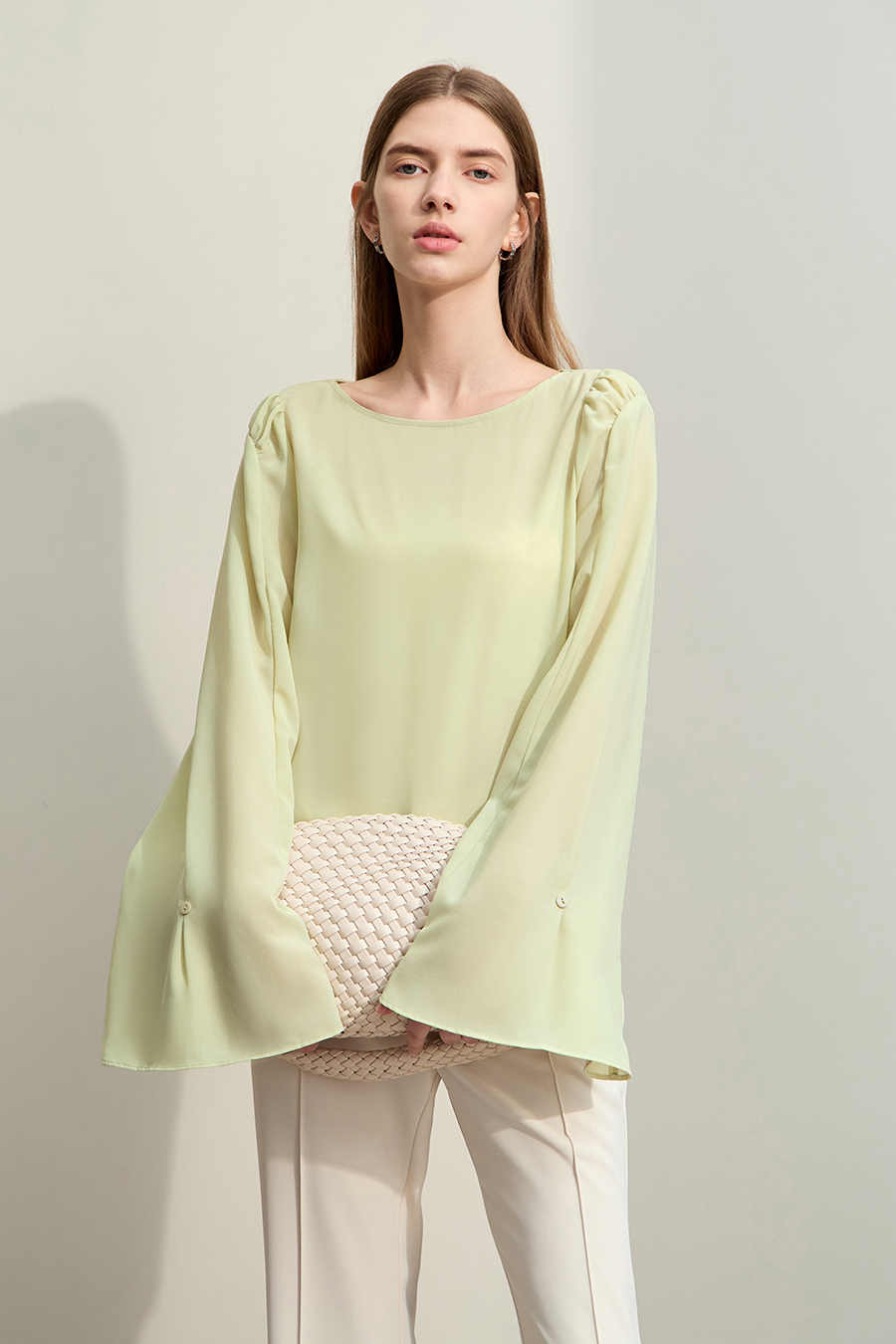 Convertible Bell Sleeve Chiffon Blouse