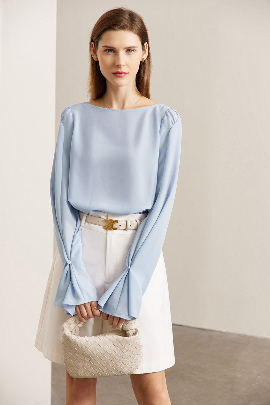 Convertible Bell Sleeve Chiffon Blouse