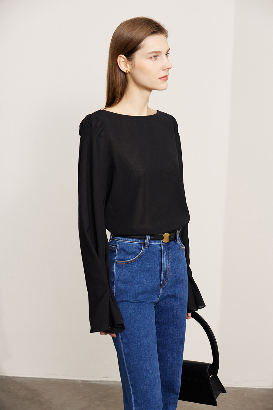 Convertible Bell Sleeve Chiffon Blouse