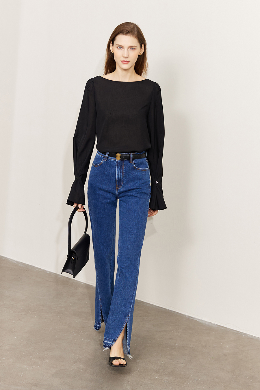 Convertible Bell Sleeve Chiffon Blouse