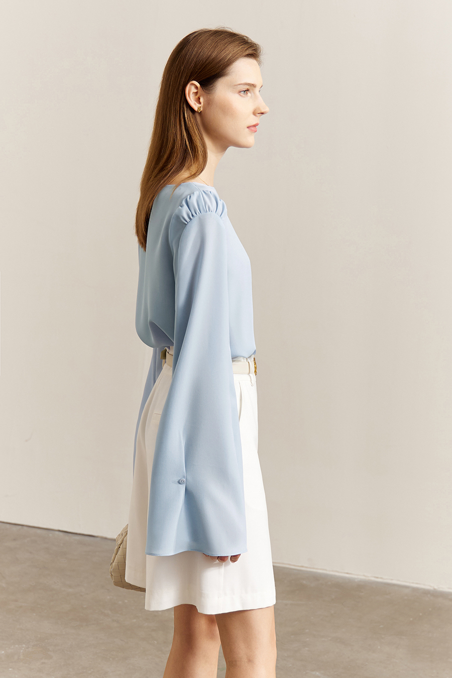 Convertible Bell Sleeve Chiffon Blouse