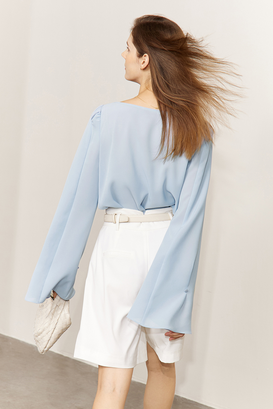 Convertible Bell Sleeve Chiffon Blouse