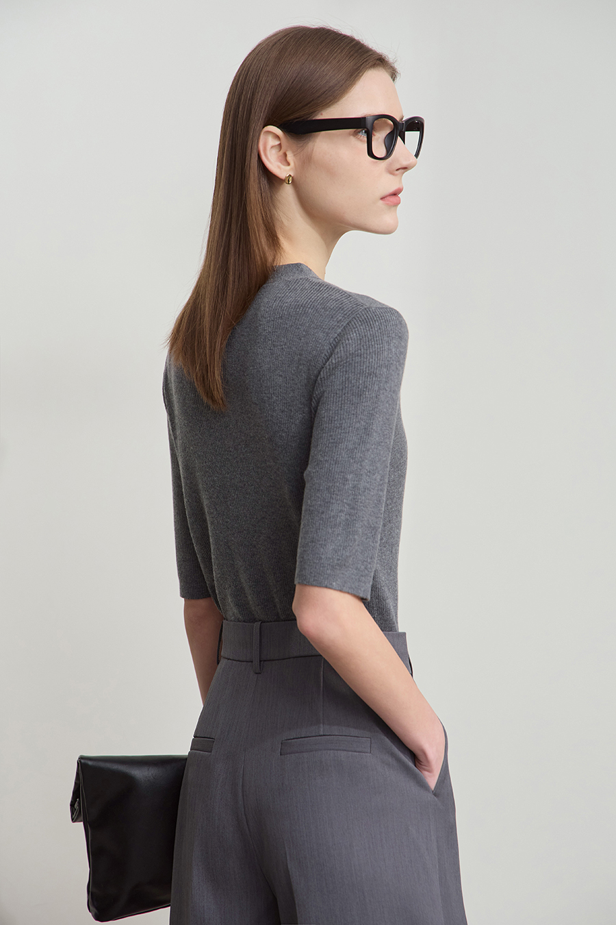 V-neck Color-block Knit Sweater