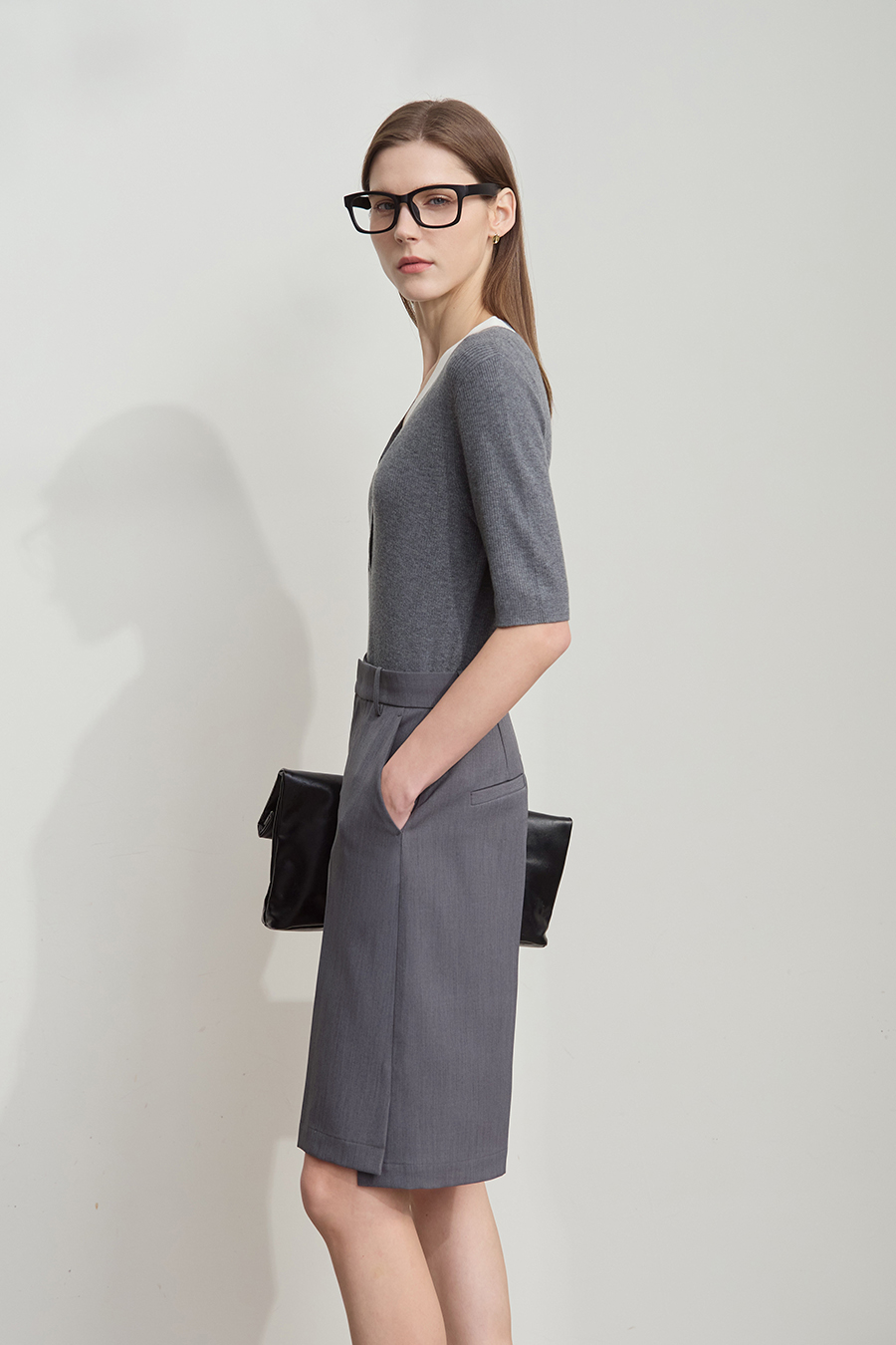 V-neck Color-block Knit Sweater