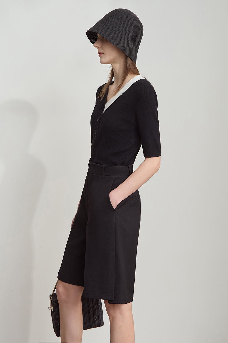 V-neck Color-block Knit Sweater