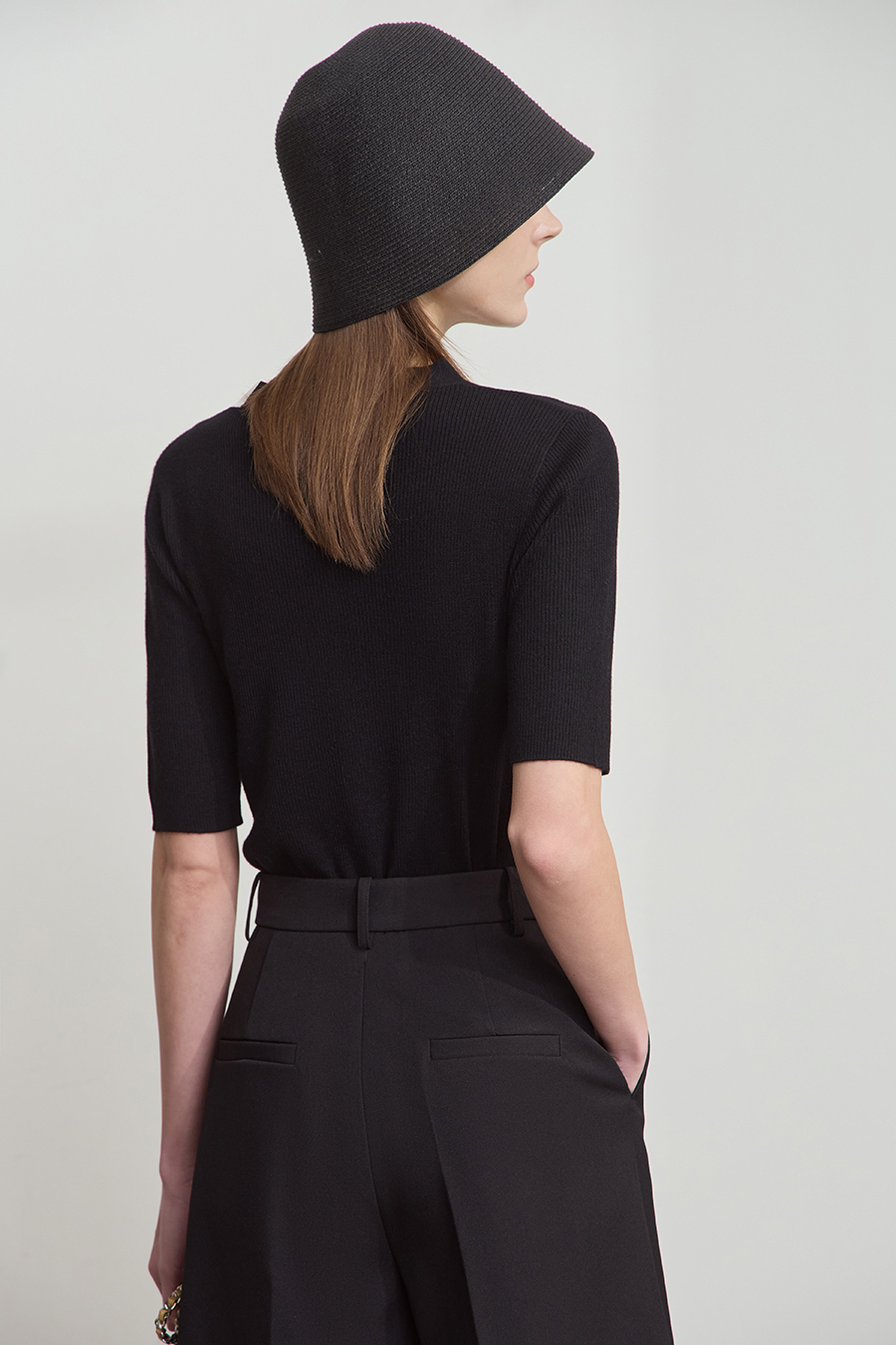 V-neck Color-block Knit Sweater