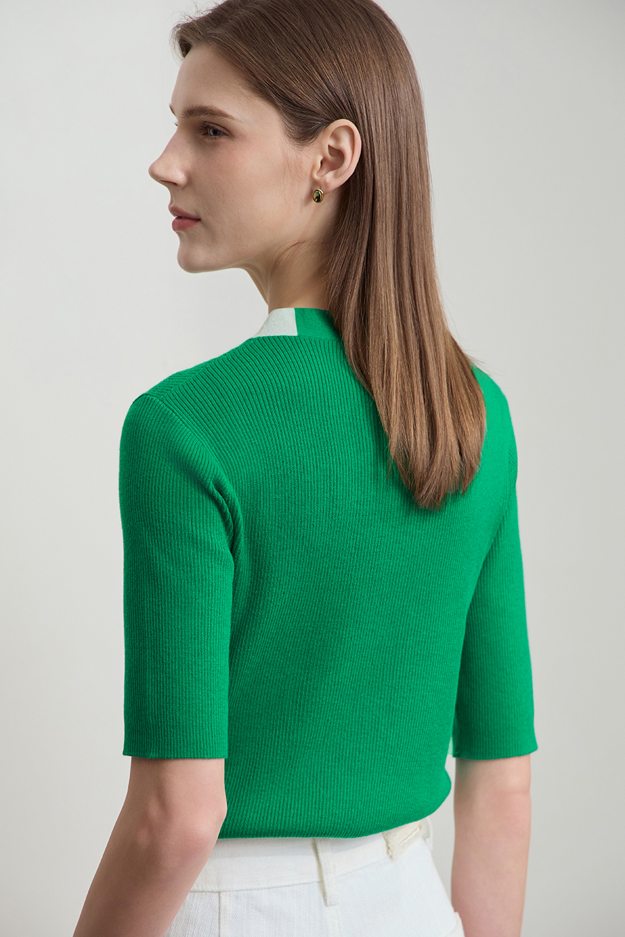 V-neck Color-block Knit Sweater