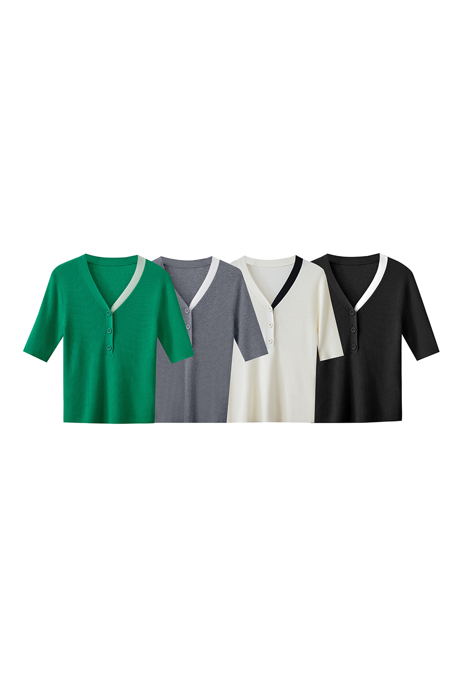V-neck Color-block Knit Sweater