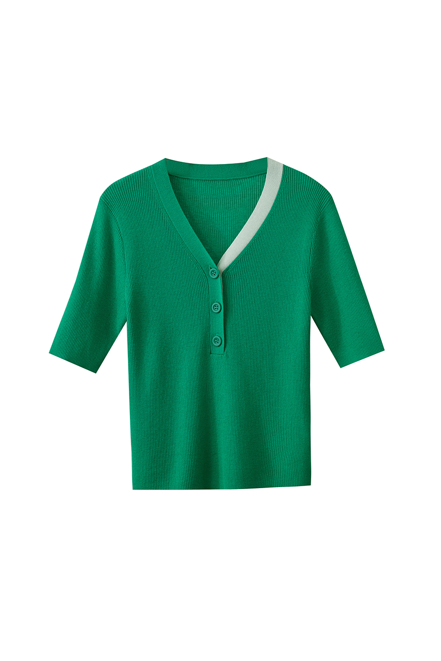 V-neck Color-block Knit Sweater