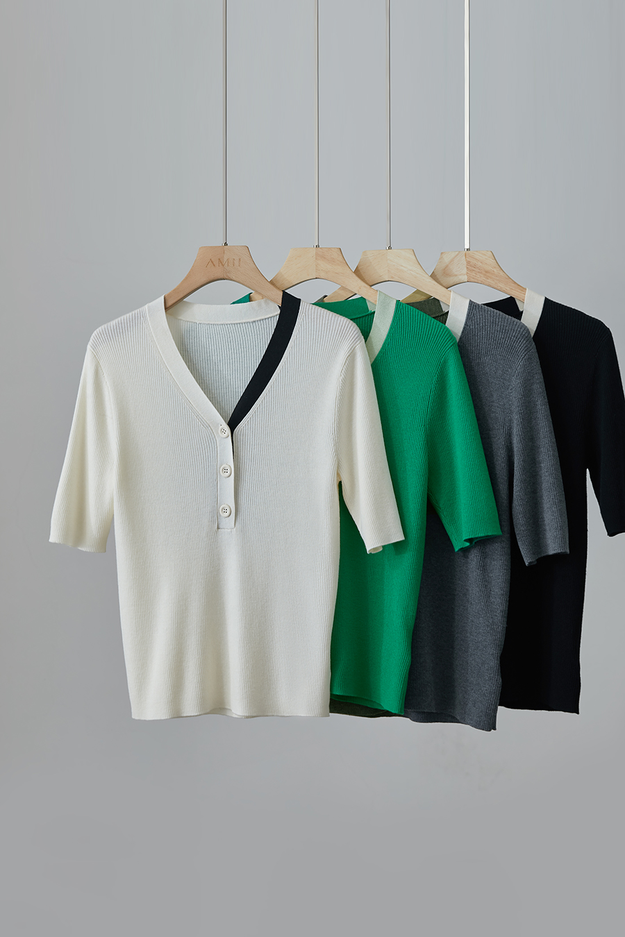 V-neck Color-block Knit Sweater