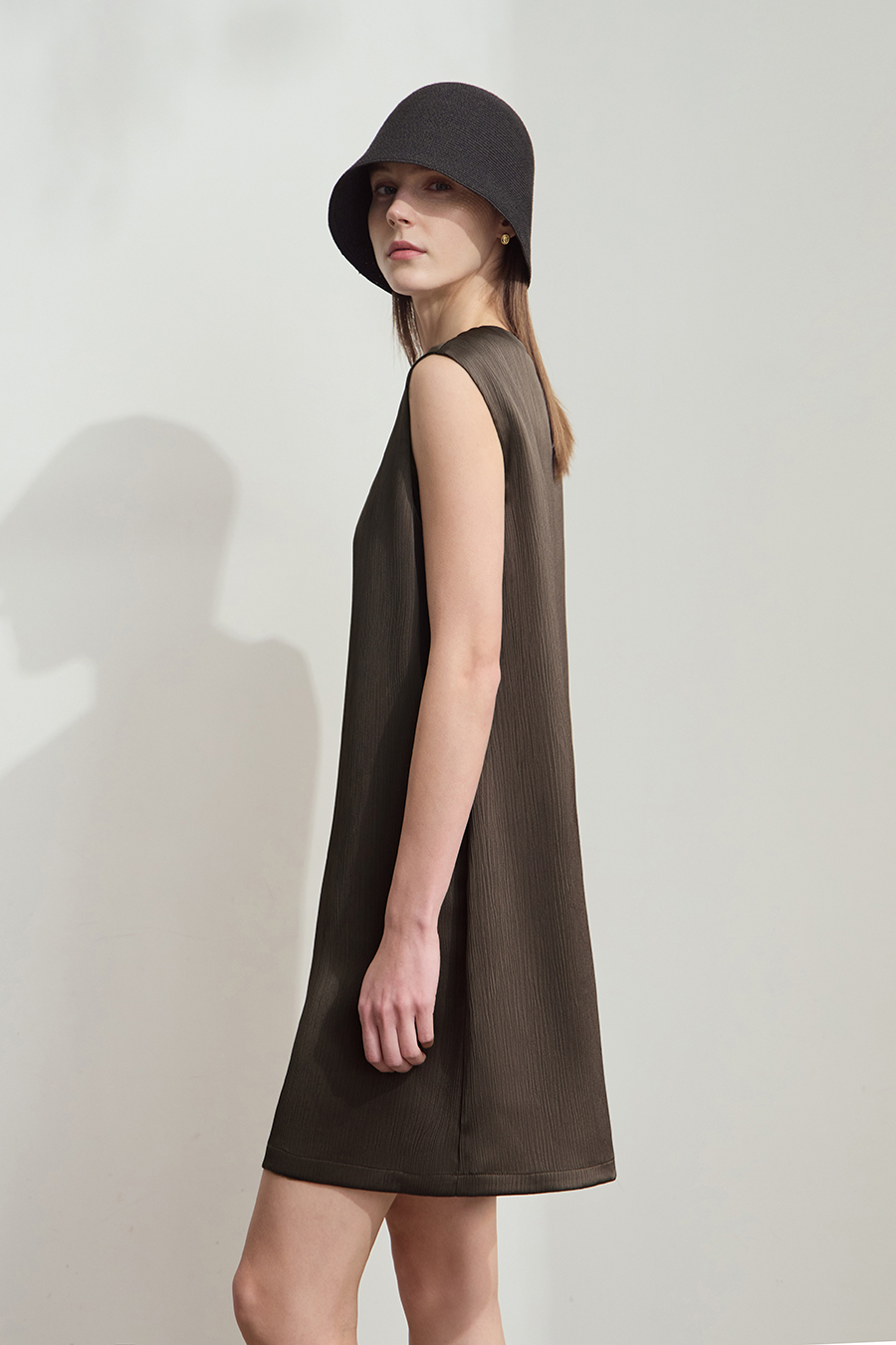 Crinkled Satin Dress+ Casual Pants