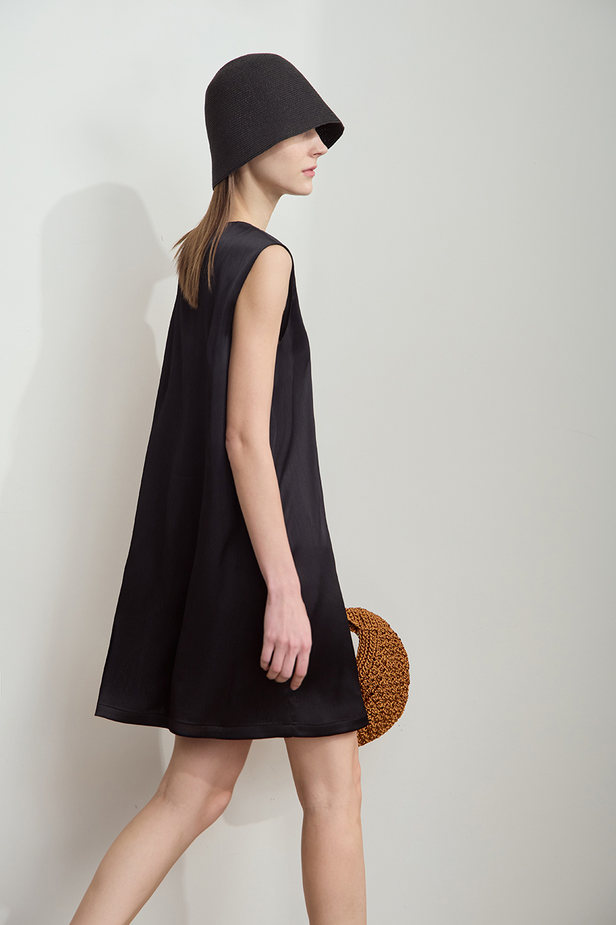 Crinkled Satin Dress+ Casual Pants