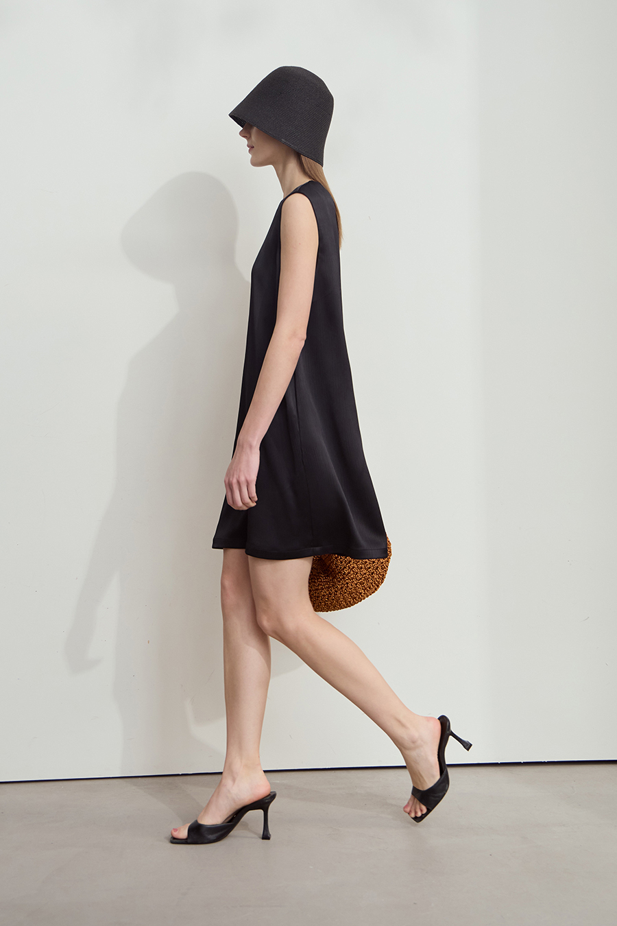 Crinkled Satin Dress+ Casual Pants