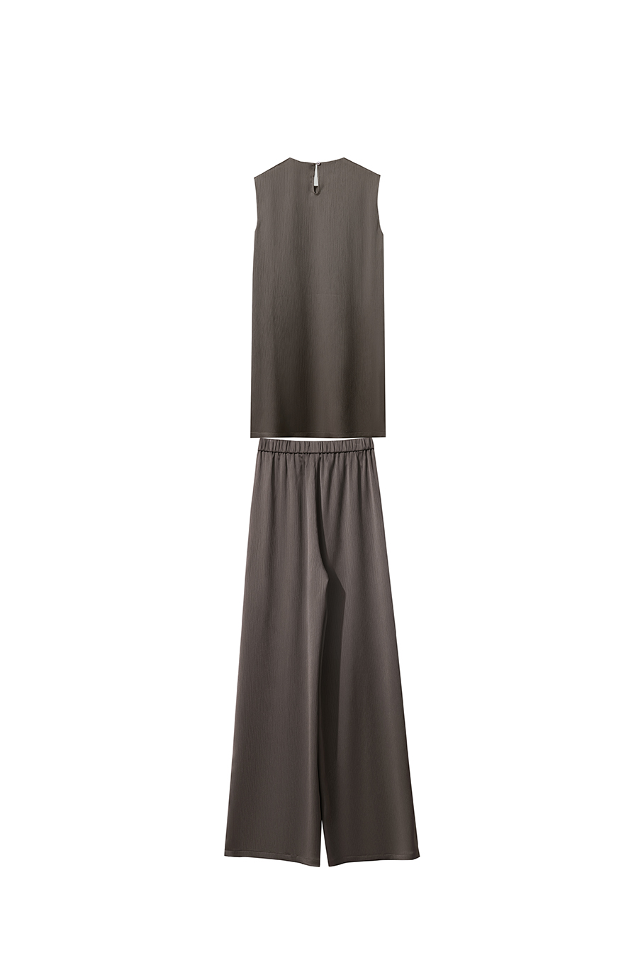 Crinkled Satin Dress+ Casual Pants