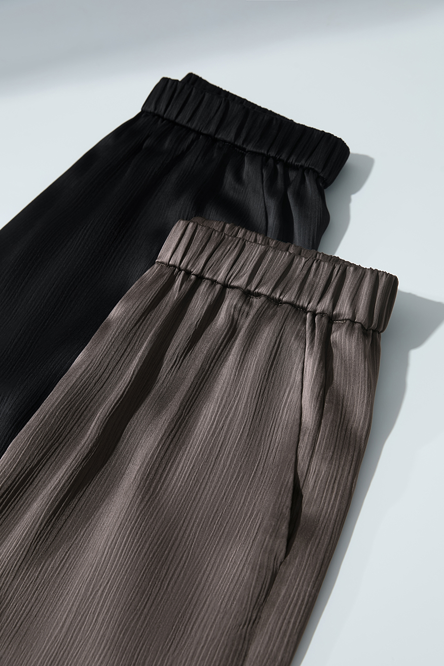 Crinkled Satin Dress+ Casual Pants