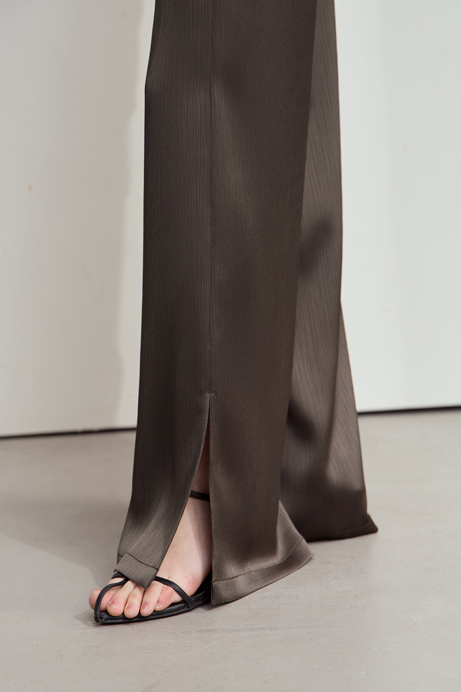 Crinkled Satin Dress+ Casual Pants