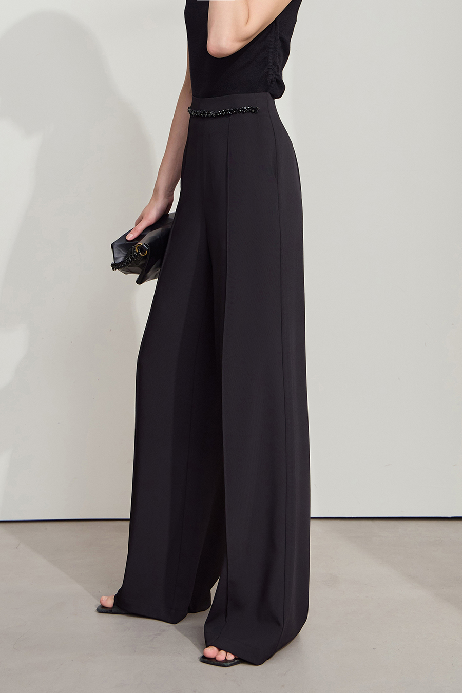 Rhinestone Decor Casual Pants