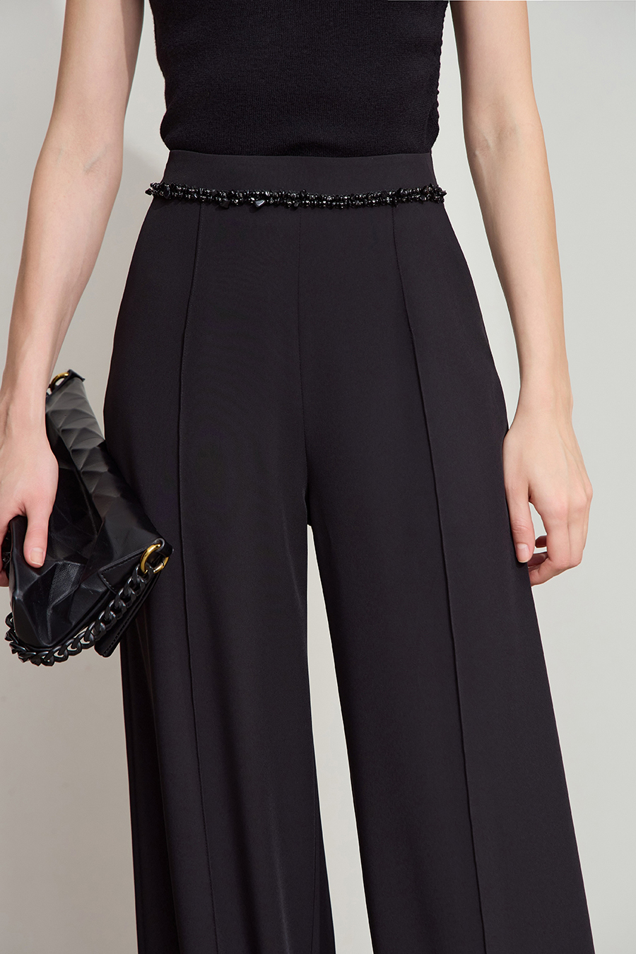 Rhinestone Decor Casual Pants