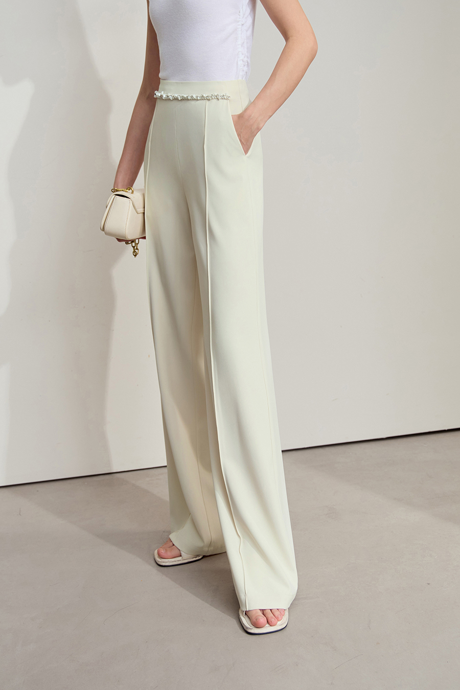 Rhinestone Decor Casual Pants