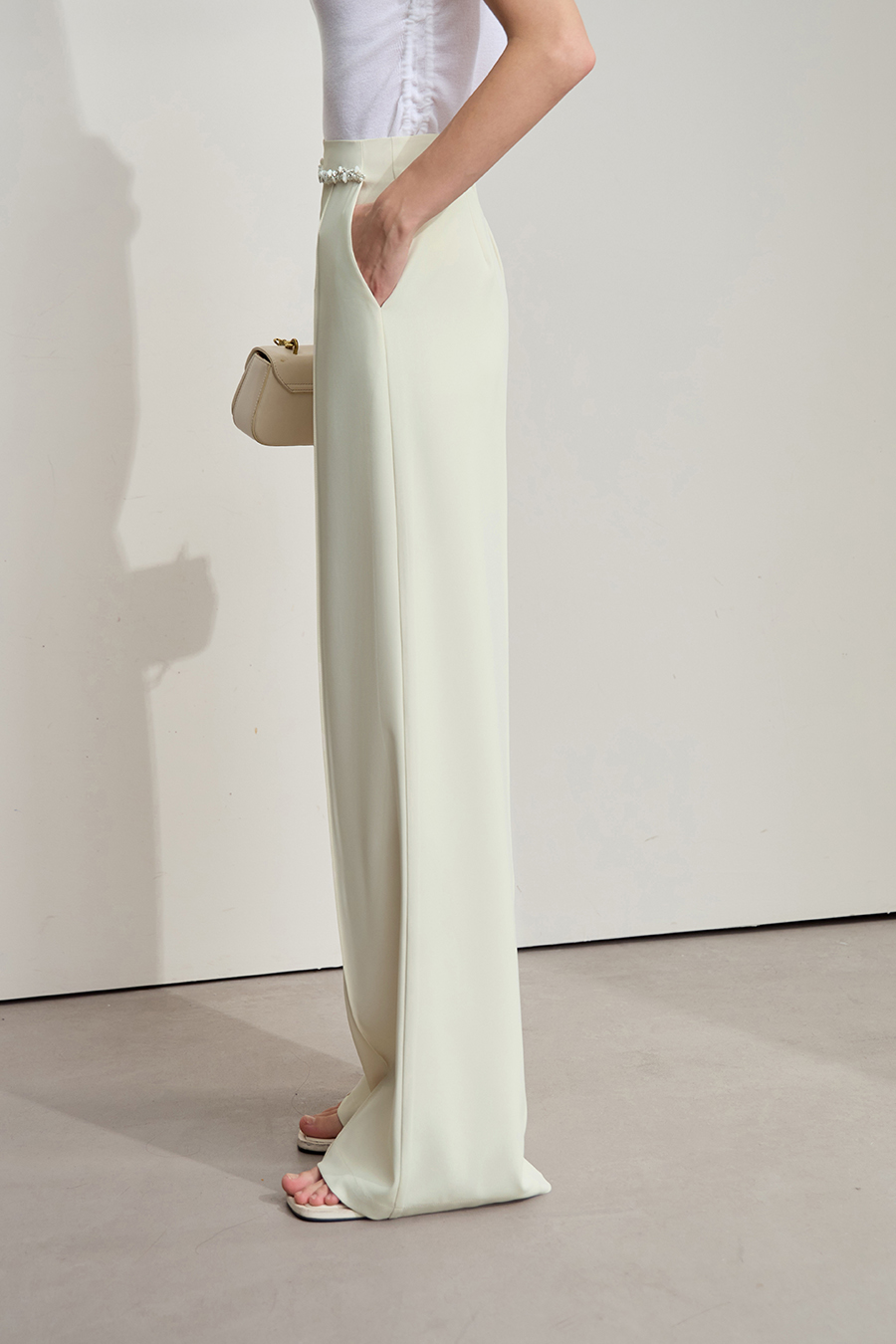 Rhinestone Decor Casual Pants