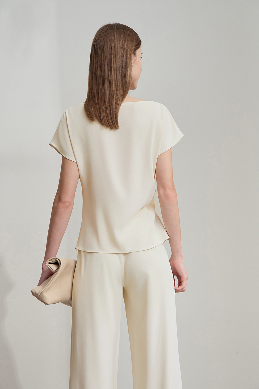 Draped Neck Raglan Chiffon Blouse