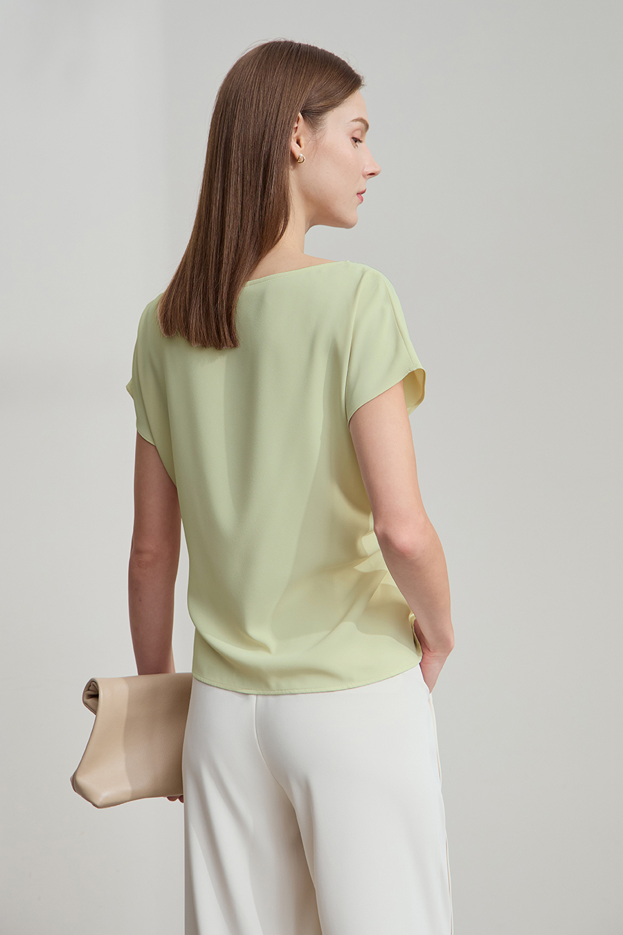 Draped Neck Raglan Chiffon Blouse