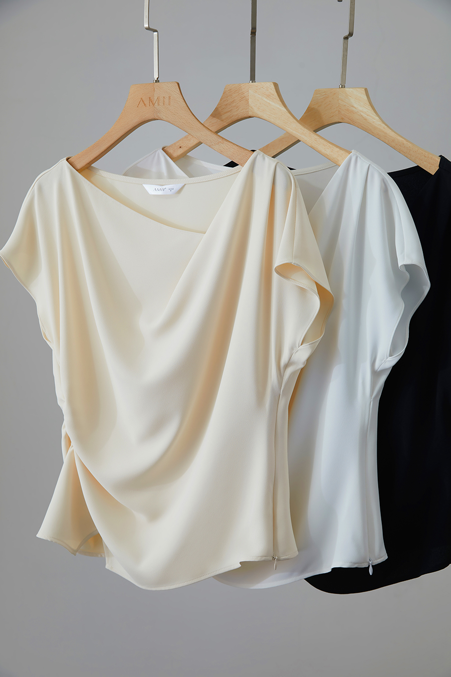 Draped Neck Raglan Chiffon Blouse