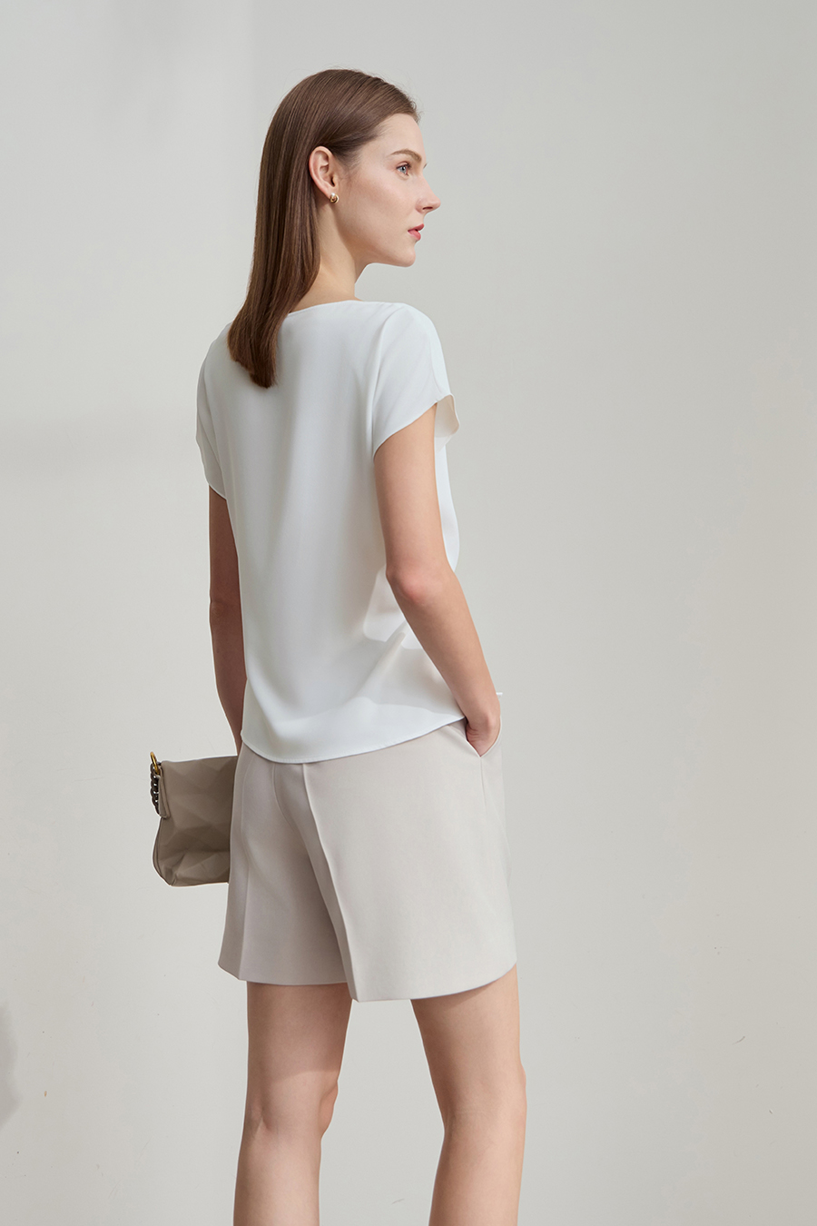 Draped Neck Raglan Chiffon Blouse