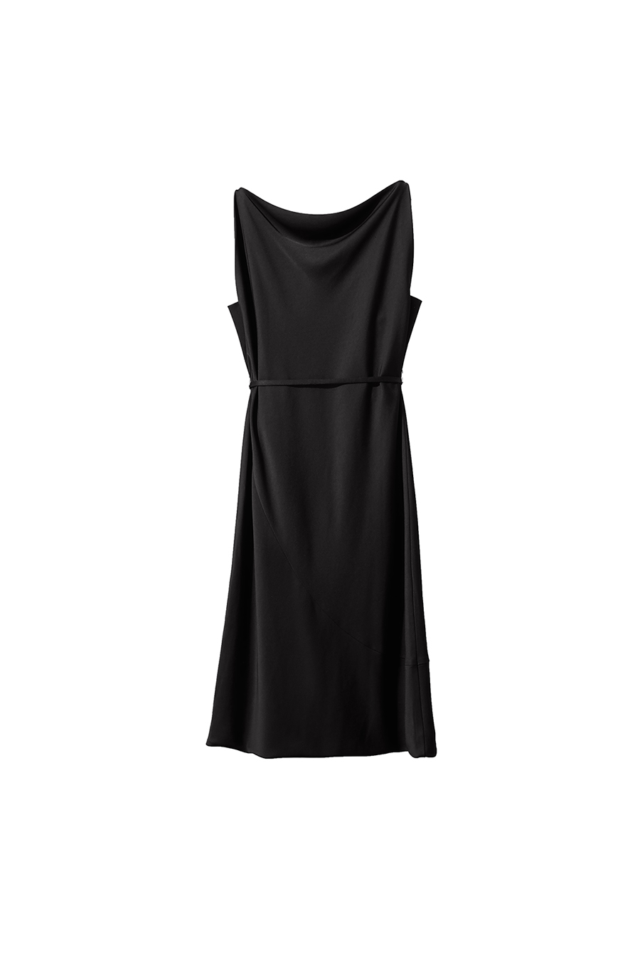 Thin Belt Cowl Neck Dress