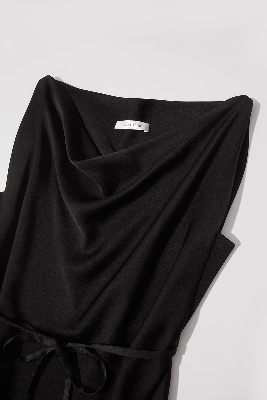 Thin Belt Cowl Neck Dress