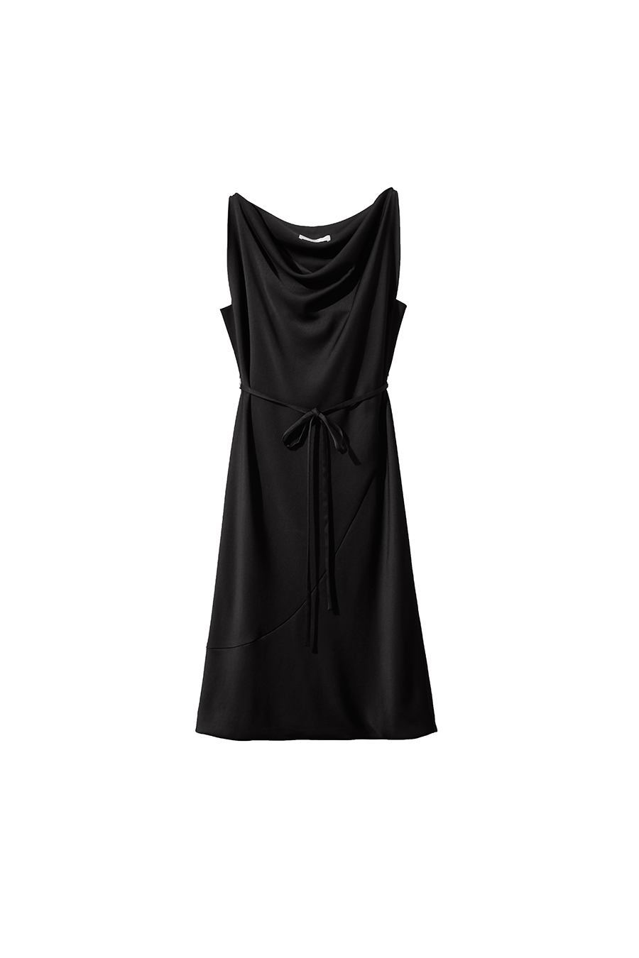 Thin Belt Cowl Neck Dress