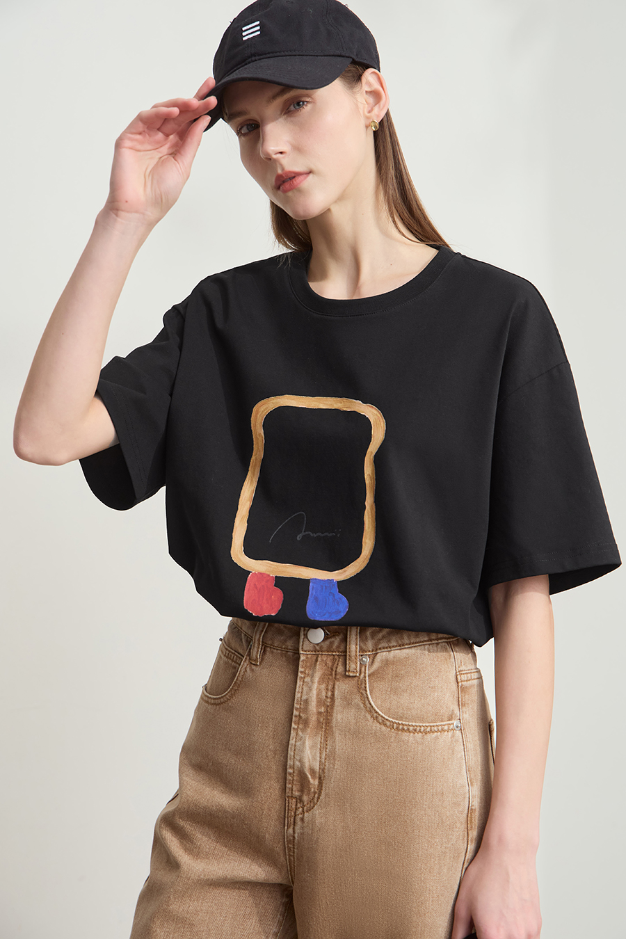 Drop-shoulder Short Sleeve Printed T-shirt