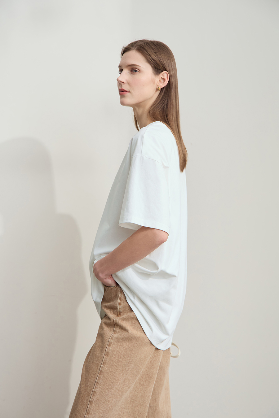 Drop-shoulder Short Sleeve Printed T-shirt