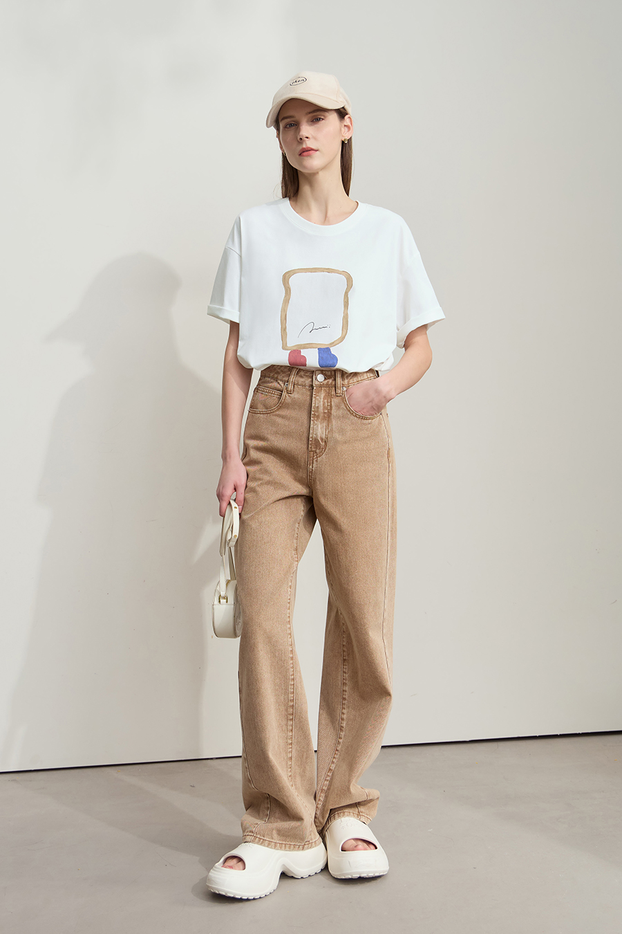 Drop-shoulder Short Sleeve Printed T-shirt