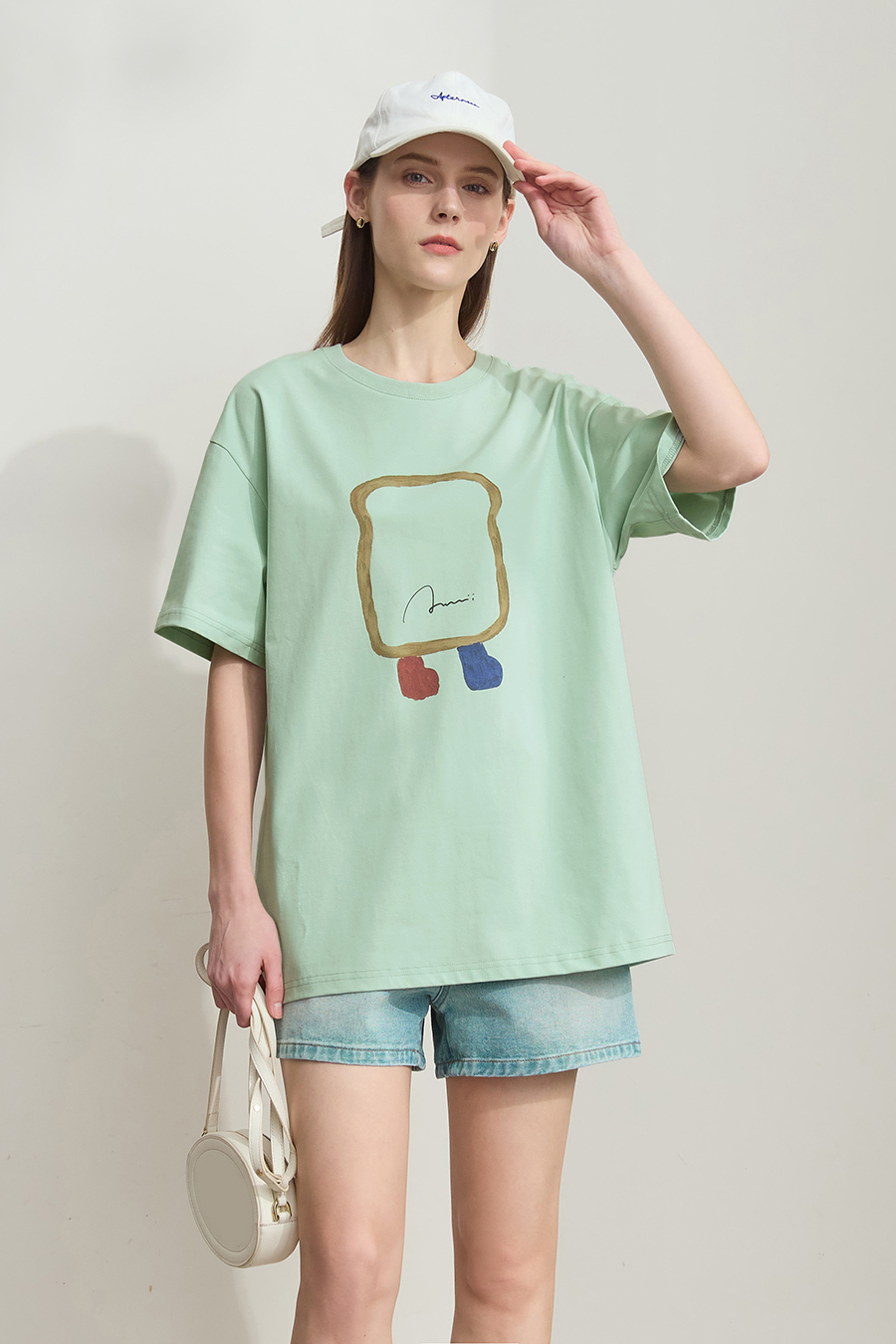 Drop-shoulder Short Sleeve Printed T-shirt