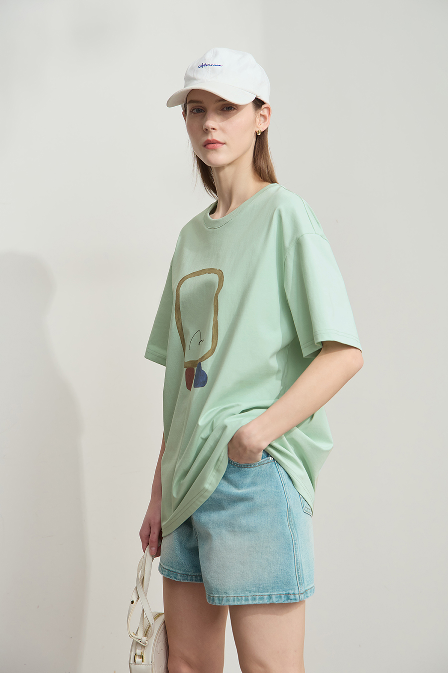 Drop-shoulder Short Sleeve Printed T-shirt