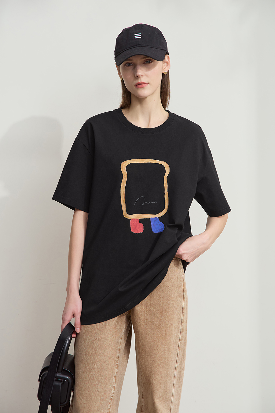 Drop-shoulder Short Sleeve Printed T-shirt