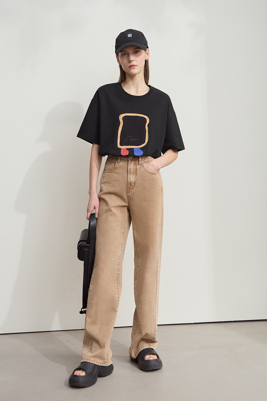 Drop-shoulder Short Sleeve Printed T-shirt