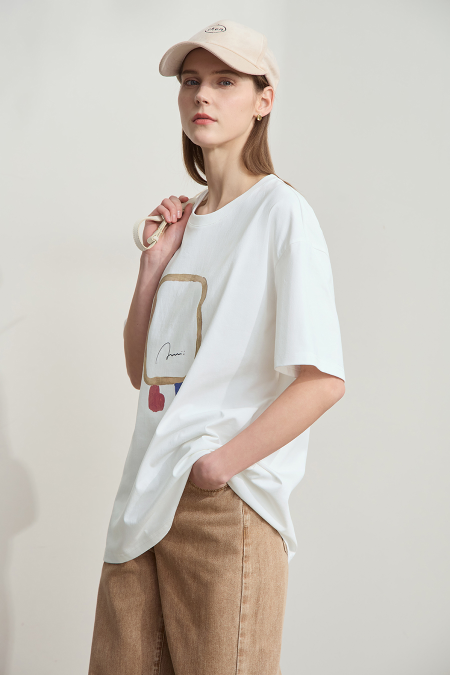 Drop-shoulder Short Sleeve Printed T-shirt