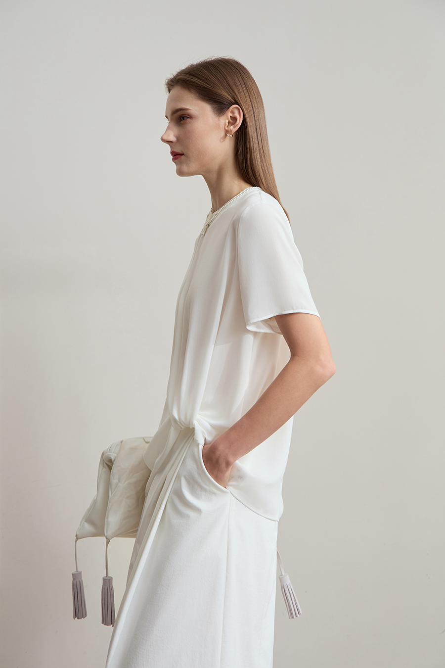 Removable Chain Chiffon Blouse