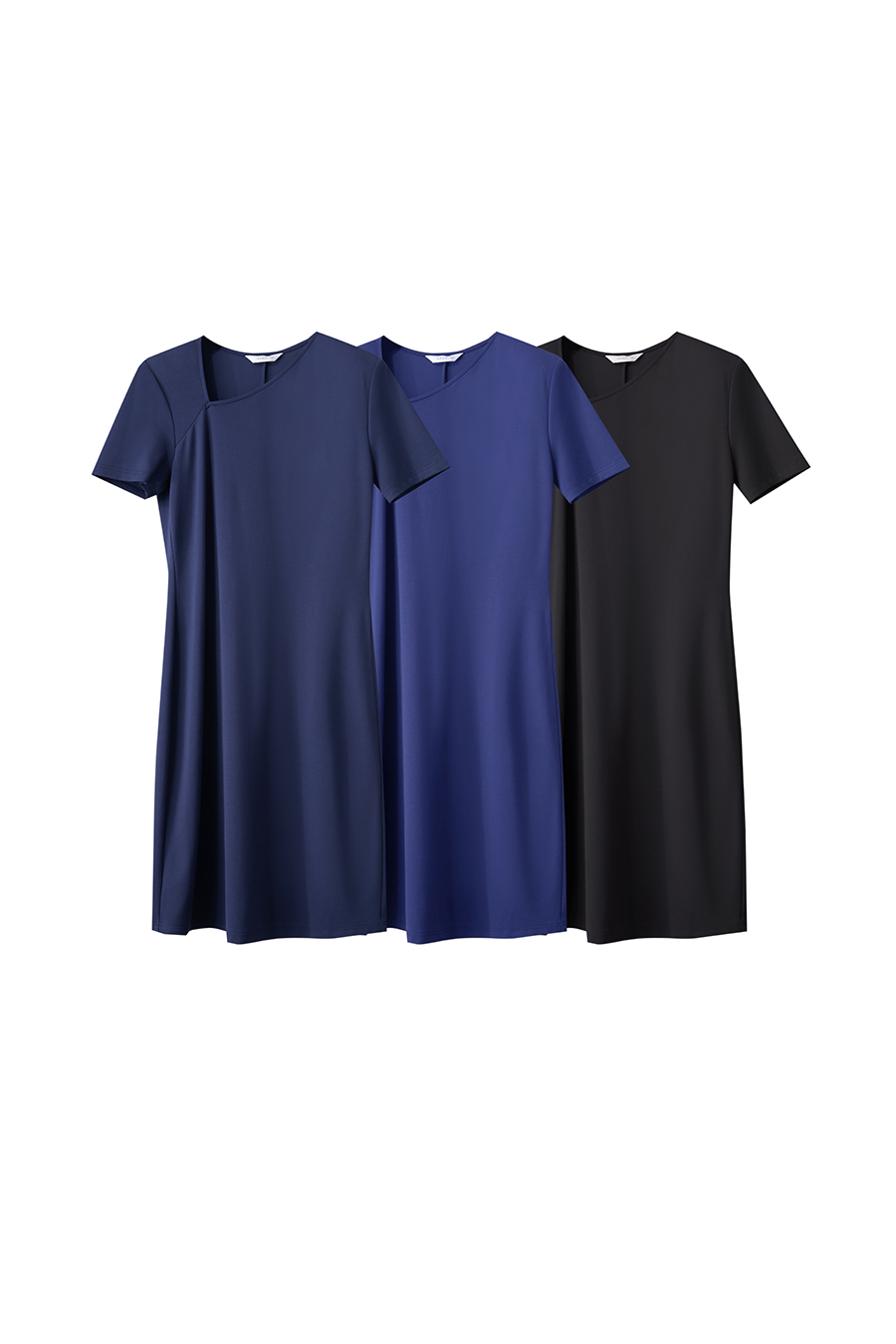 Diagonal V-neck Waist-tied Dress