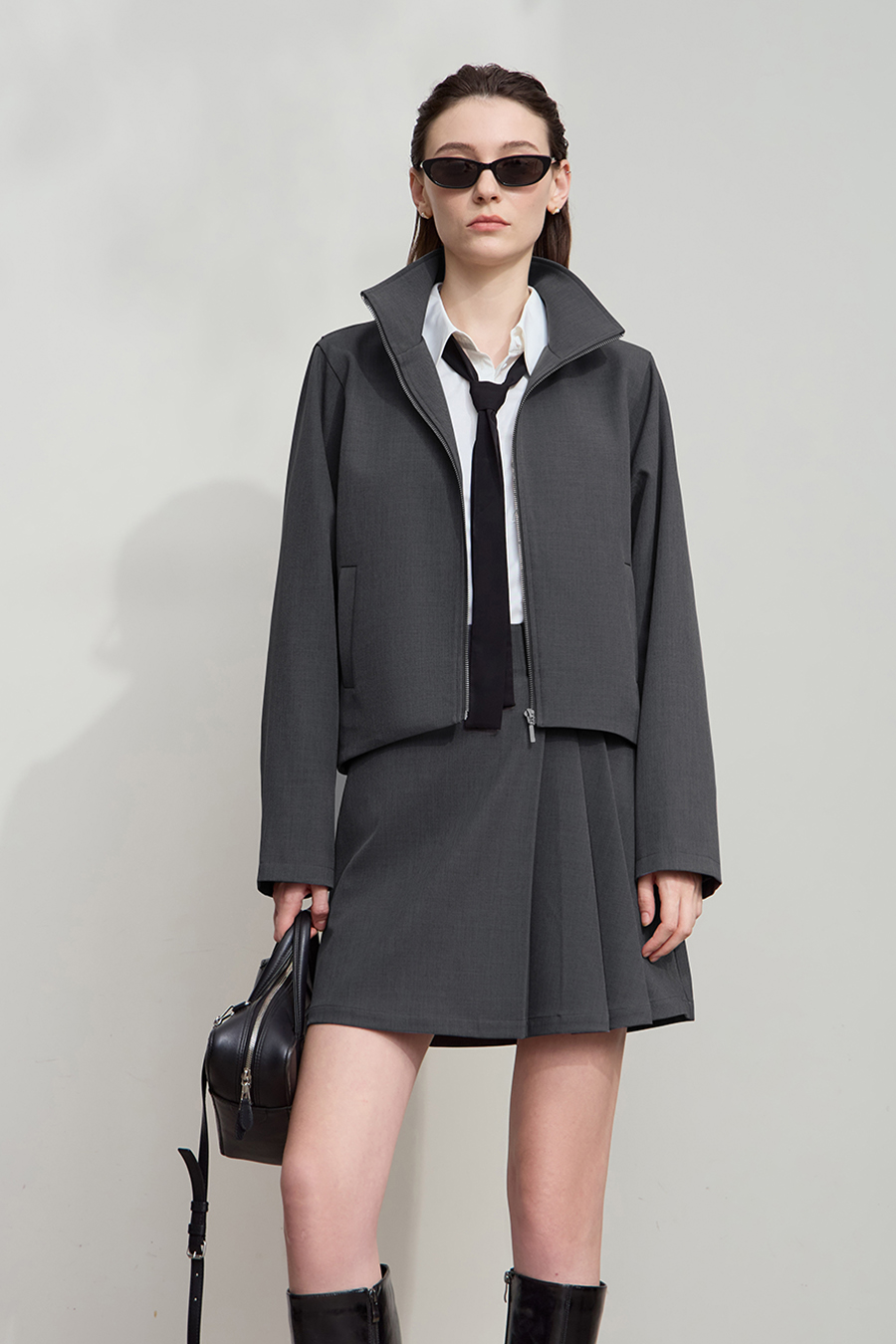 Loose Zip-up Lapel Coat