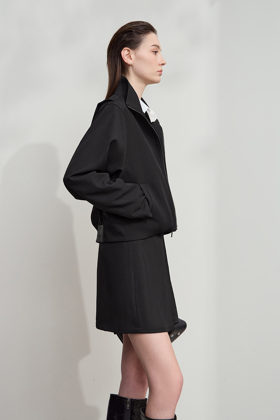 Loose Zip-up Lapel Coat