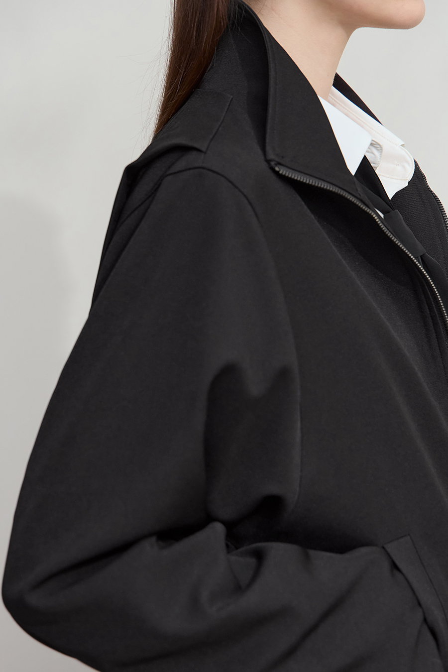 Loose Zip-up Lapel Coat