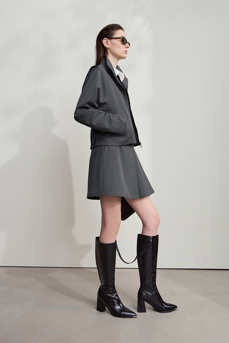 Loose Zip-up Lapel Coat