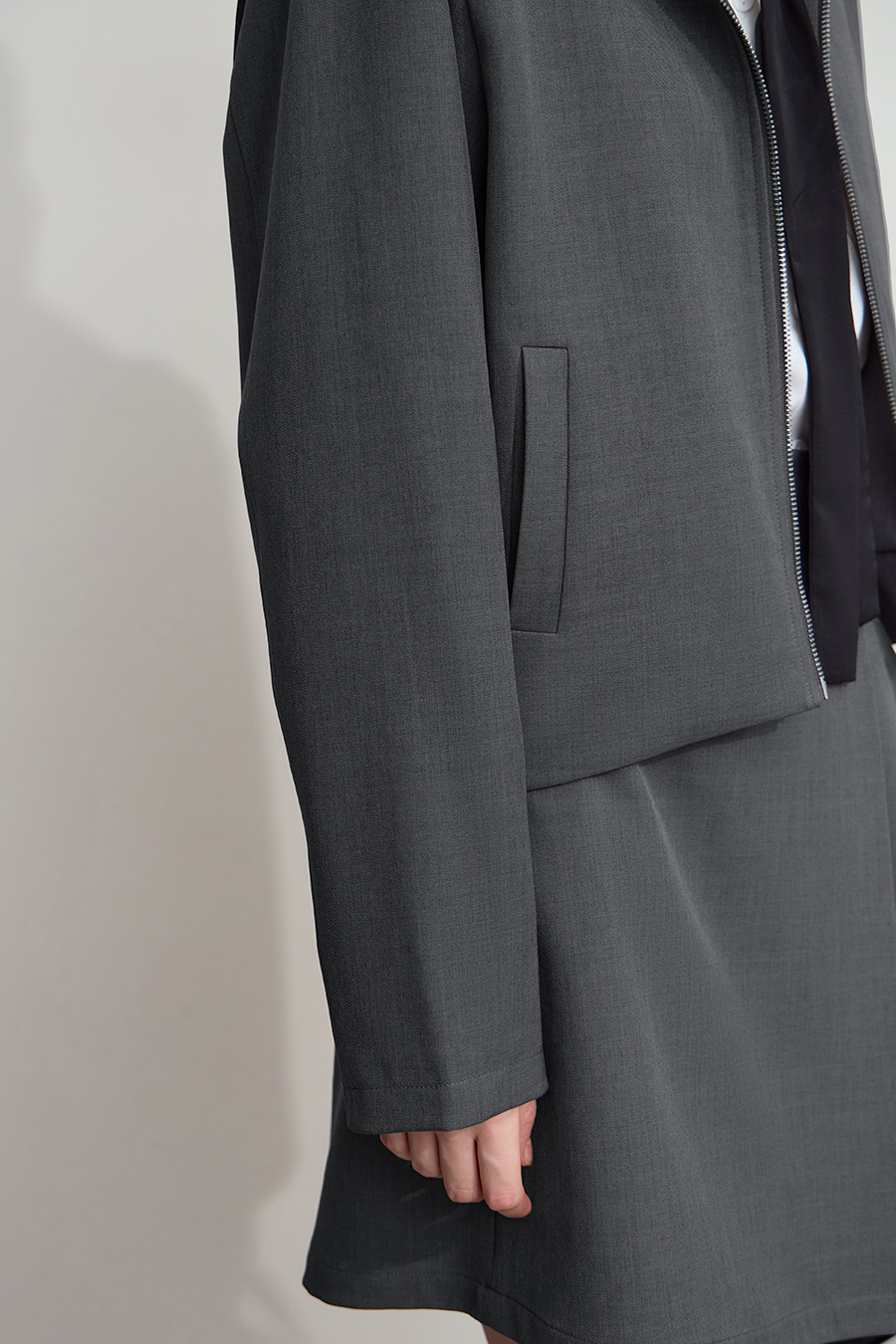 Loose Zip-up Lapel Coat