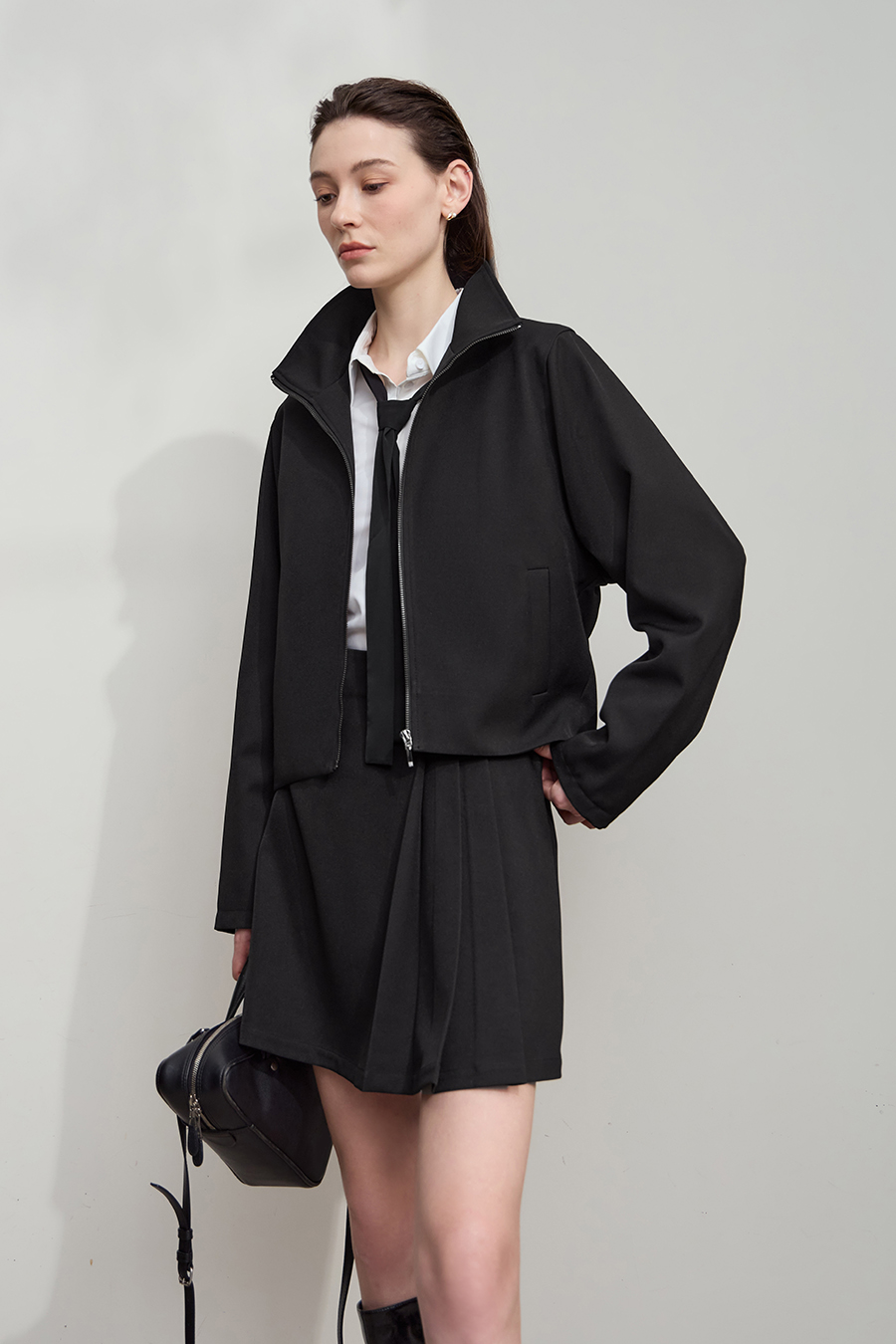 Loose Zip-up Lapel Coat
