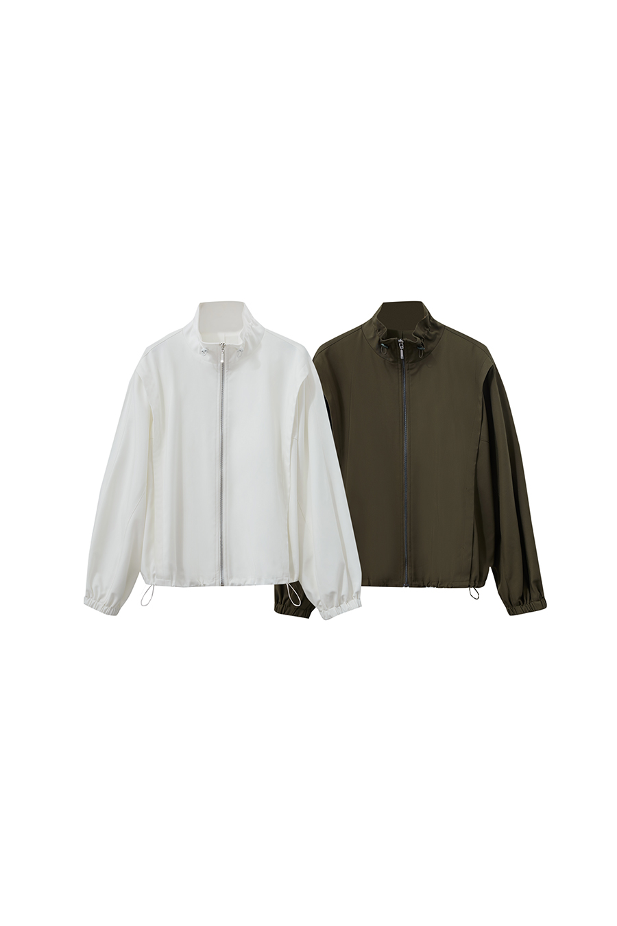 Micro Elastic Stand Collar Zipper Jacket|AMII-AMII.com