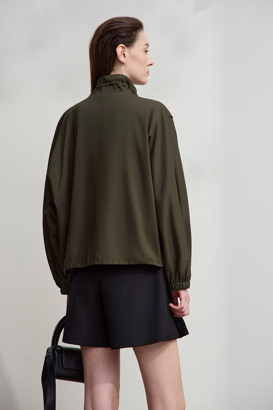 Micro Elastic Stand Collar Zipper Jacket|AMII-AMII.com