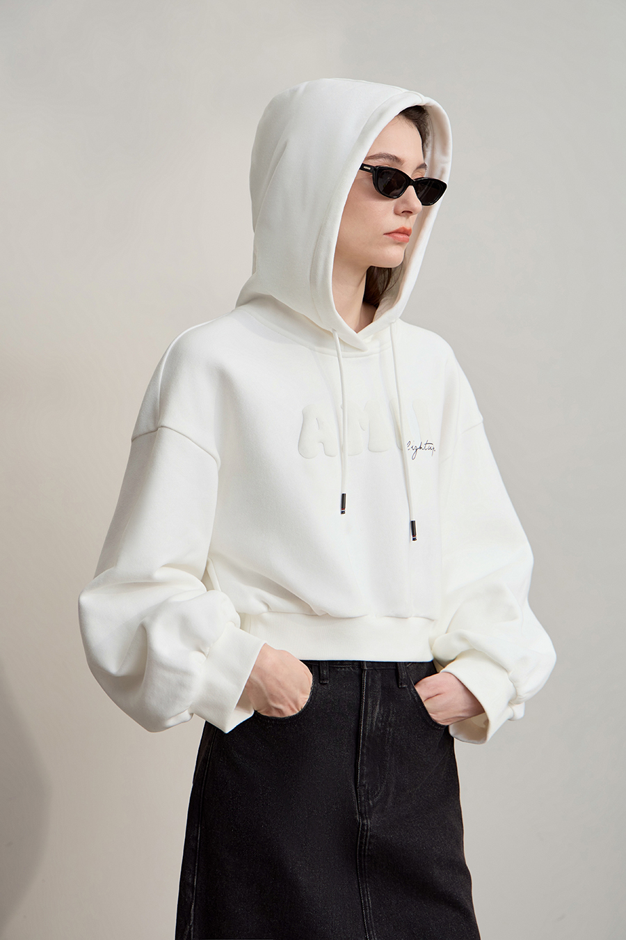 Letter Printed Cropped Sweatshirt